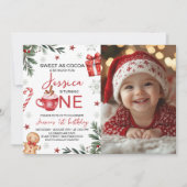 Winter Cocoa First Birthday Invite Photo Einladung (Vorderseite)