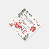 Winter Cocoa First Birthday Napkin Serviette (Ecke)