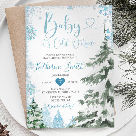 Winter Cold Baby Showwald Blaue Schneeflocken Einladung