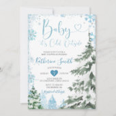 Winter Cold Baby Showwald Blaue Schneeflocken Einladung (Vorderseite)