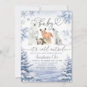 Winter Cold Forest Arctic Animals Baby Dusche Einladung (Vorderseite)