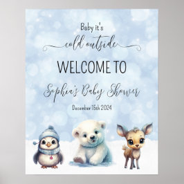 Winter Cold Outdoor Baby Dusche Begrüßungszeichen Poster