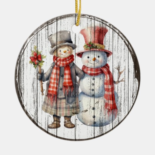 Winter Companies - Charming Snowman and Boy Keramik Ornament (Vorne)