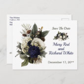 Winter Conifer Blumenpeony Wedding retten das Datu Postkarte (Vorne/Hinten)