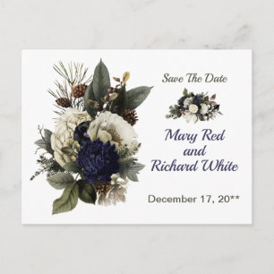 Winter Conifer Blumenpeony Wedding retten das Datu Postkarte