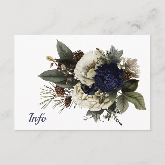 Winter Conifer Floral Cream Navy Peony Wedding Begleitkarte (Vorderseite)