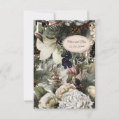 Winter Conifer Floral Navy Cream Peony Wedding Save The Date (Rückseite)