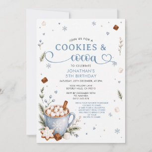 Winter-Cookies & Kakao-Birthday Blaue Schneeflocke Einladung