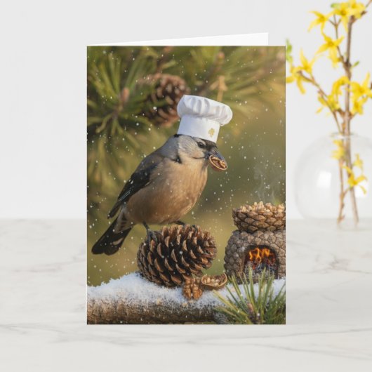 Winter Cooking Koch Nutcracker Bird Karte (Gelbe Blume)