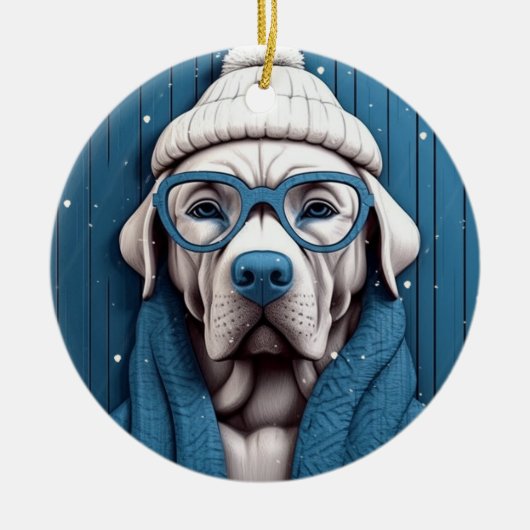 Winter Cool Hundeschmuck Keramik Ornament (Vorne)