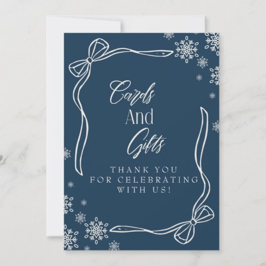 Winter Coquette Cards and Gifts Table Sign Einladung (Rückseite)