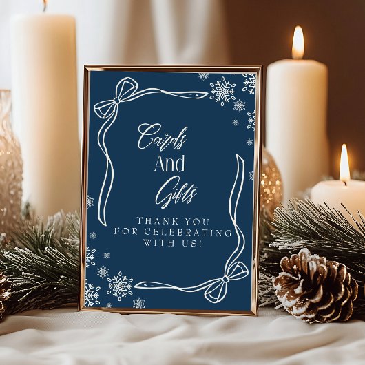 Winter Coquette Cards and Gifts Table Sign Einladung
