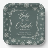 Winter Coquette green Baby ist kalt Pappteller (Vorderseite)