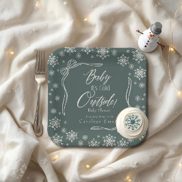 Winter Coquette green Baby ist kalt Pappteller