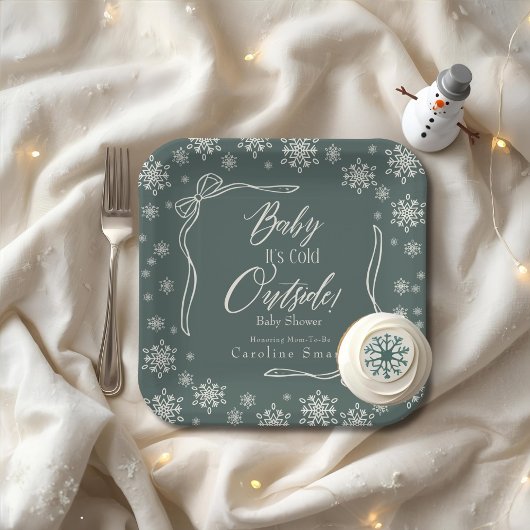 Winter Coquette green Baby ist kalt Pappteller