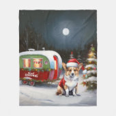 Winter Corgi Caravan Weihnachtsabenteuer Fleecedecke (Vorderseite)