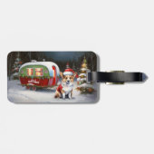 Winter Corgi Caravan Weihnachtsabenteuer Gepäckanhänger (Rückseite horizontal)