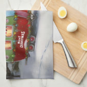 Winter Corgi Caravan Weihnachtsabenteuer Geschirrtuch (Viertel Falte)