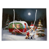 Winter Corgi Caravan Weihnachtsabenteuer Große Geschenktüte (Vorderseite)