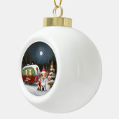 Winter Corgi Caravan Weihnachtsabenteuer Keramik Kugel-Ornament (Rechts)