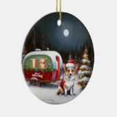 Winter Corgi Caravan Weihnachtsabenteuer Keramik Ornament (Rechts)