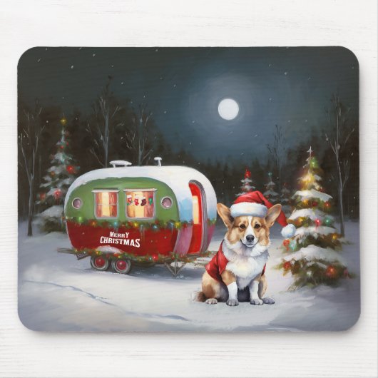 Winter Corgi Caravan Weihnachtsabenteuer Mousepad (Vorne)