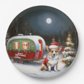 Winter Corgi Caravan Weihnachtsabenteuer Pappteller (Vorderseite)