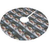 Winter Corgi Caravan Weihnachtsabenteuer Polyester Weihnachtsbaumdecke (Schrägansicht)