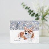 Winter Corgi Postkarte (Stehend Vorderseite)