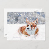Winter Corgi Postkarte (Vorne/Hinten)