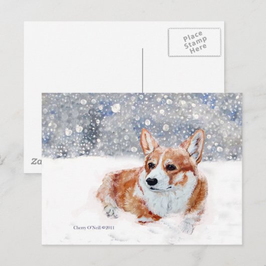 Winter Corgi Postkarte (Vorne/Hinten)