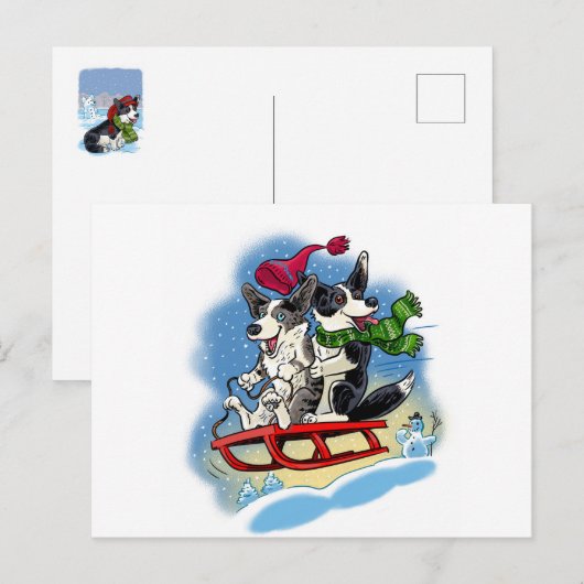 Winter Corgis Postkarte (Vorne/Hinten)