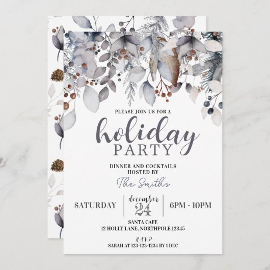 Winter Corporate Holiday Party, Cocktails Abendess Einladung (Vorne/Hinten)