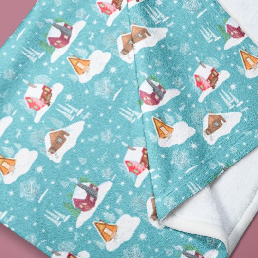 Winter Cosy Cabin Pattern Fleecedecke