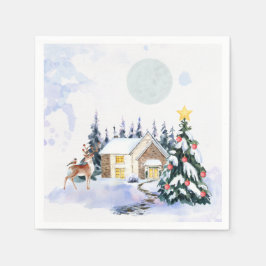 Winter Cottage Christmas Paper Napkins Serviette