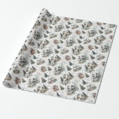 Winter Cottage Schneefall Muster Geschenkpapier (Ungerollt)