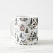 Winter Cottage Schneefall Muster Kaffeetasse (Vorderseite Links)