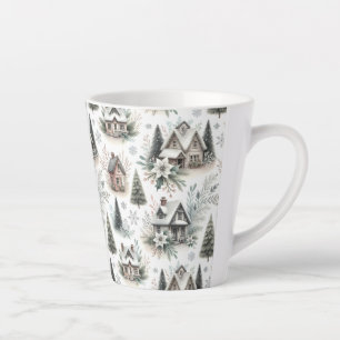 Winter Cottage Schneefall Muster Milchtasse