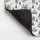 Winter Cottage Schneefall Muster Mousepad (Ecke)