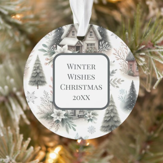 Winter Cottage Schneefall Muster Ornament (Baum)