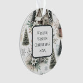 Winter Cottage Schneefall Muster Ornament (Vorderseite)