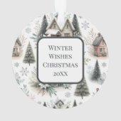 Winter Cottage Schneefall Muster Ornament (Rückseite)