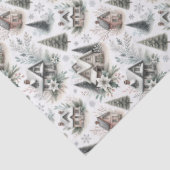 Winter Cottage Schneefall Muster Seidenpapier (Detail)