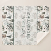 Winter Cottage Schneefall Worte Sherpadecke (Vorderseite (Horizontal))