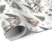 Winter Cottage Snowfall Pattern Geschenkpapier (Rolleneckpunkt)