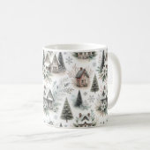 Winter Cottage Snowfall Pattern Kaffeetasse (VorderseiteRechts)