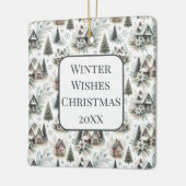 Winter Cottage Snowfall Pattern Keramikornament (Links)