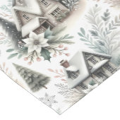 Winter Cottage Snowfall Pattern Kurzer Tischläufer (Ecke)