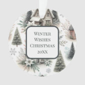 Winter Cottage Snowfall Pattern Ornament (Vorderseite)