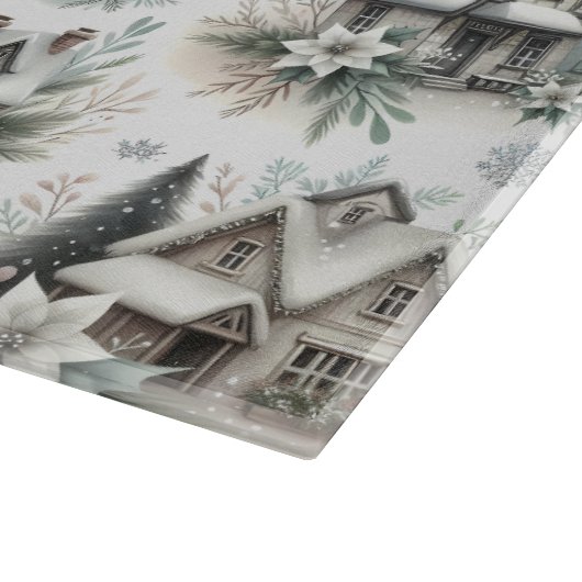 Winter Cottage Snowfall Pattern Schneidebrett (Ecke)